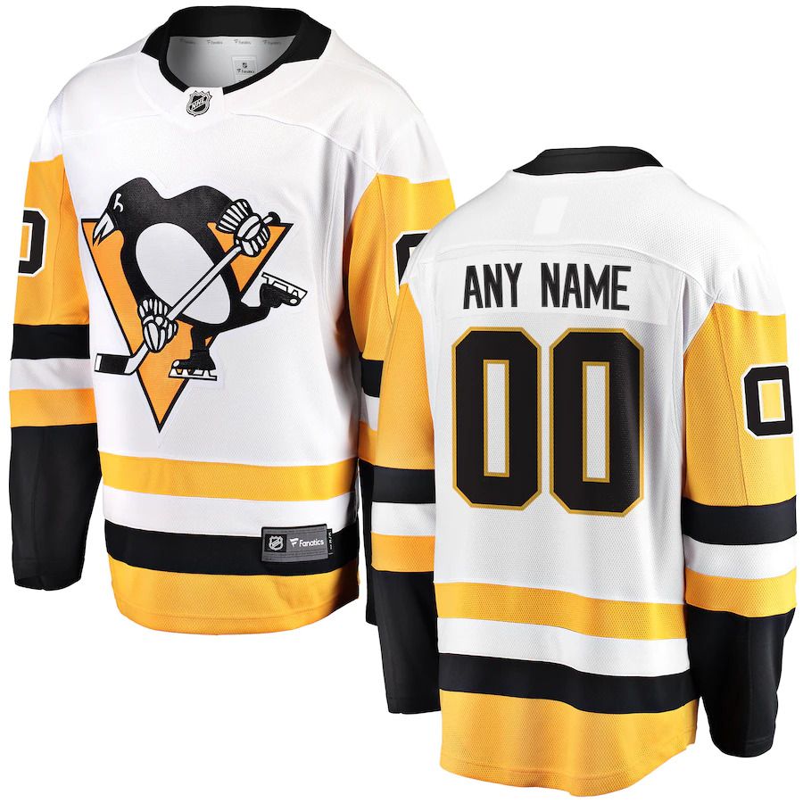 Men Pittsburgh Penguins Fanatics Branded White Away Breakaway Custom NHL Jersey->customized nhl jersey->Custom Jersey